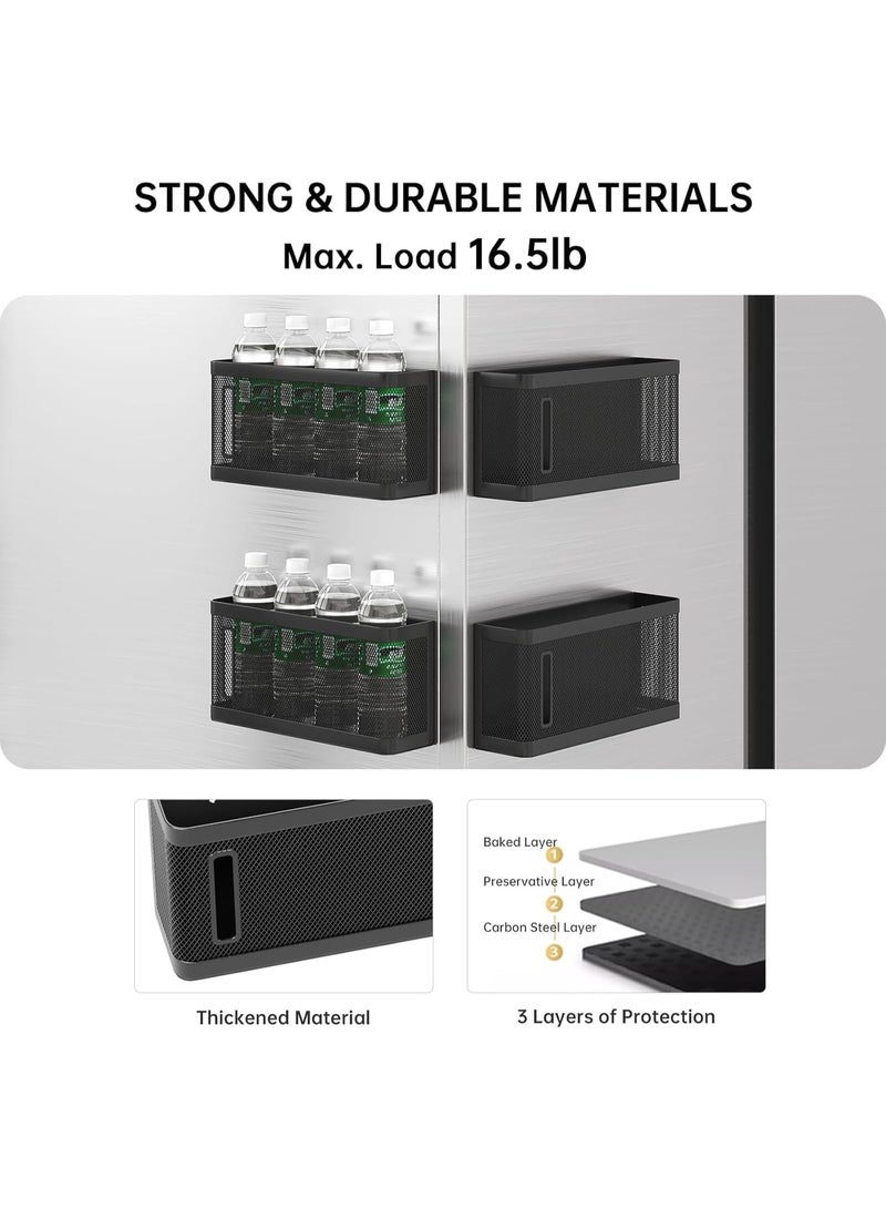 سيوسي Magnetic Refrigerator Shelf, Fridge Mount Basket, Space-Saving Kitchen Organizers, Heavy-Duty Storage Rack for Kitchen, Office, Trash Bags, Foil Rolls & Spices (Black, 27.5x7x13cm) - Image 5